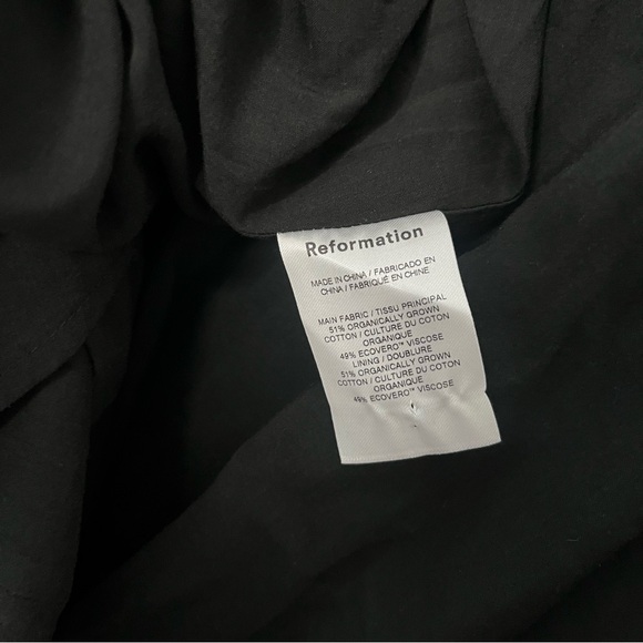 Reformation Black Organic Cotton Button Down Midi Dress Size 8 Whimsigoth Chic - Picture 7 of 10